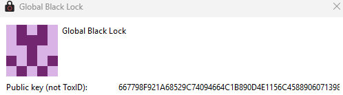 Figure 5 - Black Lock admin changed qTOX account to “Global Black Lock”